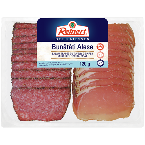 Reinert Bunătăți Alese – 120g Pachet Reinert Bunătăți Alese, 120g, pe fundal alb