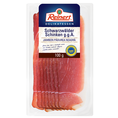 Pachet Reinert Jambon Pădurea Neagră, 100g, pe fundal alb Pachet Reinert Jambon Pădurea Neagră, 100g, pe fundal alb