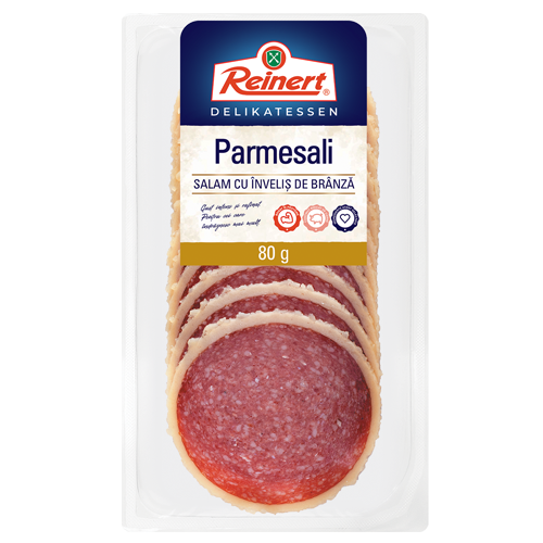 Reinert Salam Parmesali – 80g Pachet Reinert Salam Parmesali, 80g, pe fundal alb