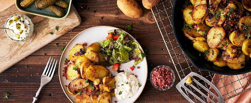 Bratkartoffeln mit Reinert Schinken Nuggetz herzhaft