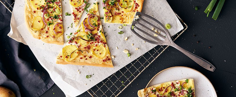 Flammkuchen mit Reinert Schinken Nuggetz extra mager