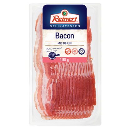 Reinert Bacon Mic-Dejun – 100g Pachet Reinert Bacon Mic-Dejun, 100g, pe fundal alb