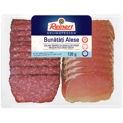 Reinert Bunătăți Alese – 120g Pachet Reinert Bunătăți Alese, 120g, pe fundal alb