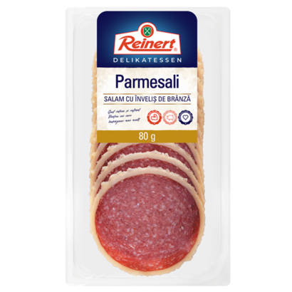 Reinert Salam Parmesali – 80g Pachet Reinert Salam Parmesali, 80g, pe fundal alb